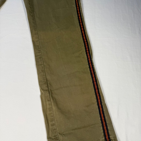 Anthropologie Chino Relaxed Olive Green Cropped Pants Side Stripe‎ 28 - Picture 15 of 16